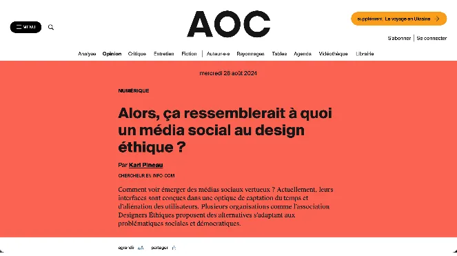 Alors, ça ressemblerait à quoi un média social au design éthique ? (AOC)