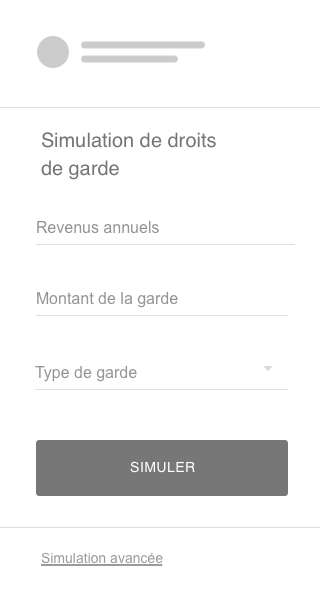 Mobile wireframe with three fields to fill in and a 