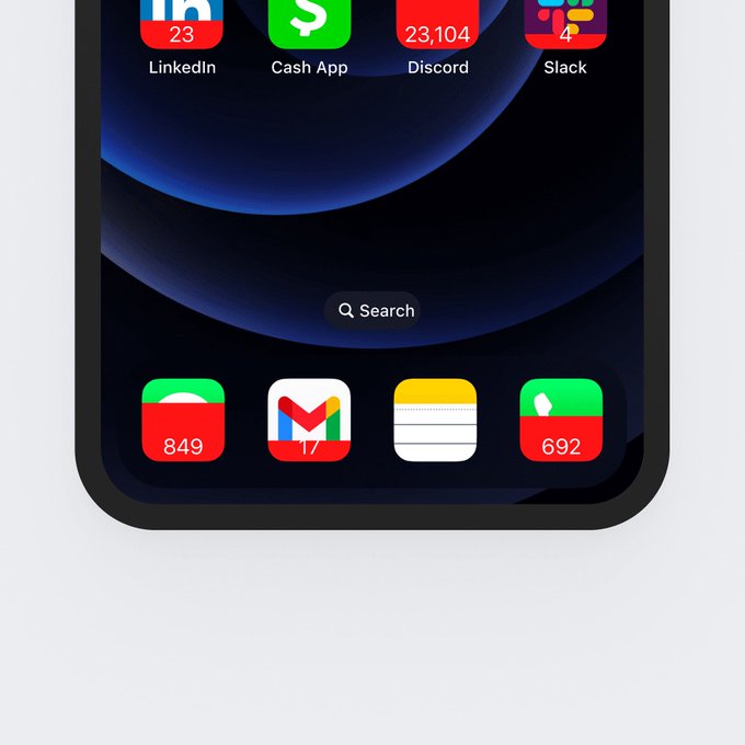 L'icône de l’application est de moins en moins visible, car envahie de rouge, au fur et à mesure qu’il y a des notifications à lire dans l’application. 