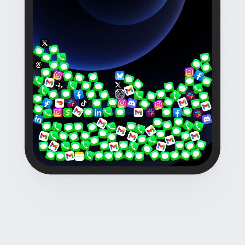 des petites icônes d’application s’entassent dans l’écran du téléphone