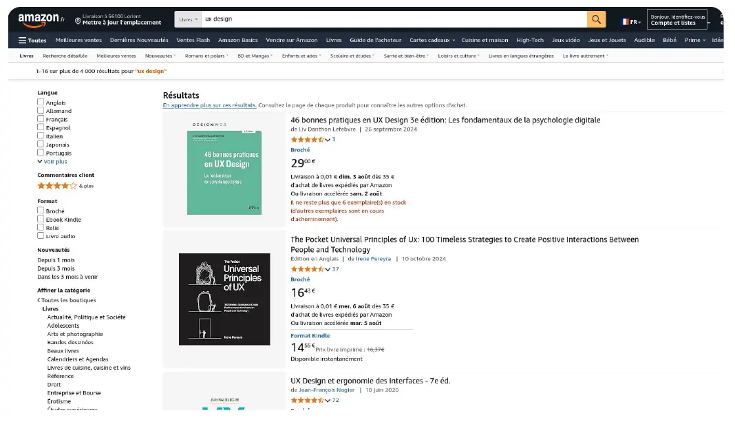 Résultats de recherche Amazon