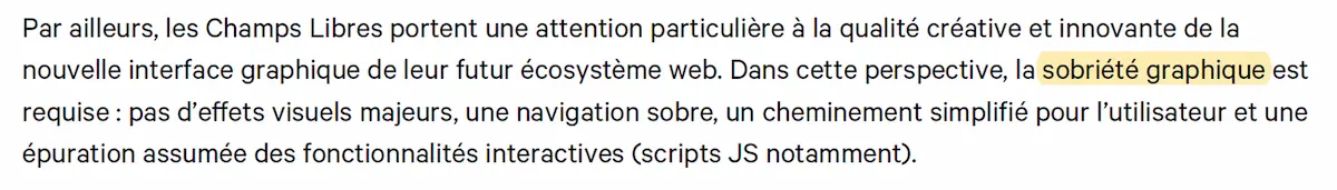Le cahier des charges stipule que 