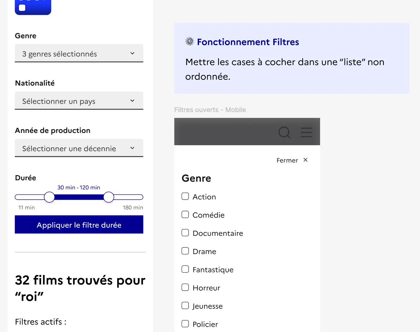 Interface mobile annotée pour la développeuse 