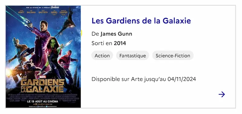 Carte film montrant le retour à la ligne entre le titre 